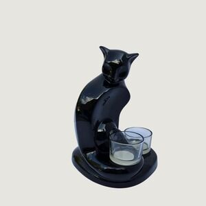 Yankee Candle Retired Black Cat Superstition Ceramic Double Tealight Holder